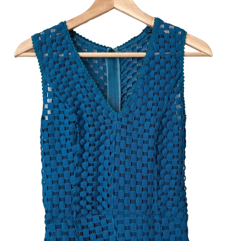 Anthropologie Tracy Reese Teal Blue Godet Knit Dress Fit Flare size Small - Picture 3 of 11